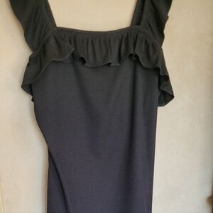 Black Ruffled Tank Top Medium Excellent Condition